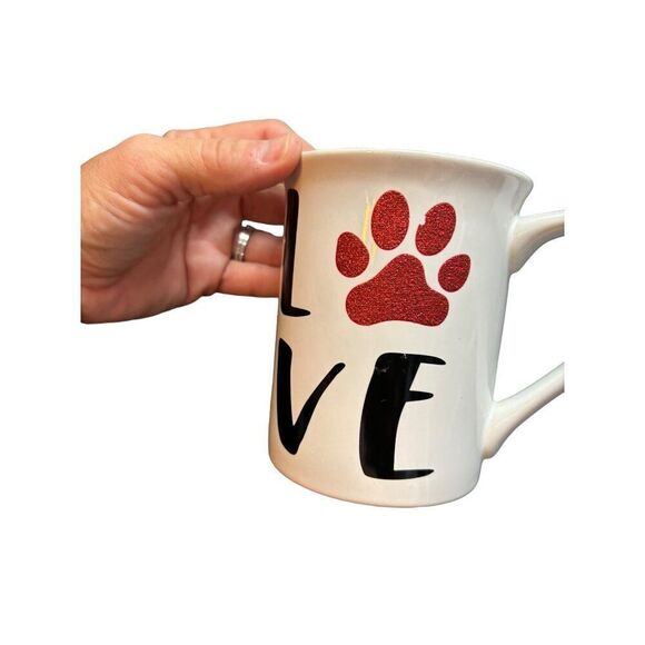 Love My Furry Friends Ceramic Mug With Paw Print & Red Stars - Picture 5 of 8